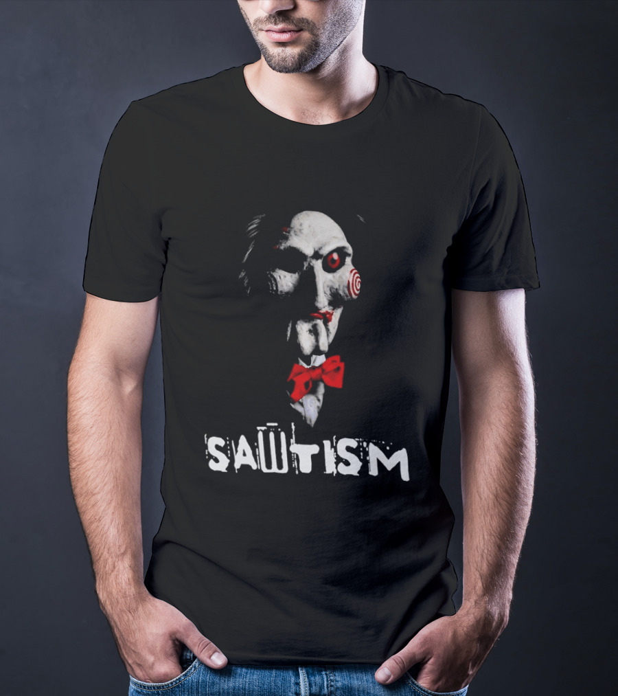 Sawtism Billy Puppet Jigsaw Horror Dark Humor T-Shirt