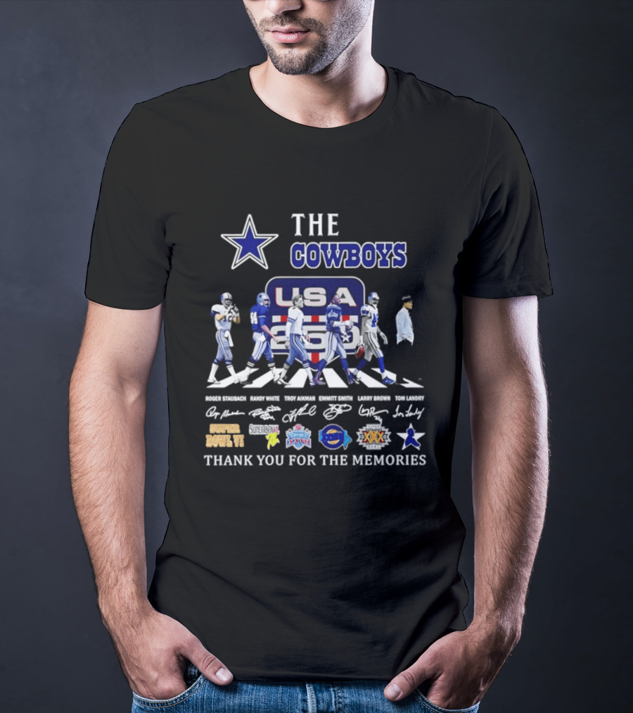 The Cowboys USA 250 Years Abbey Road Thank You For The Memories Signatures T-Shirt