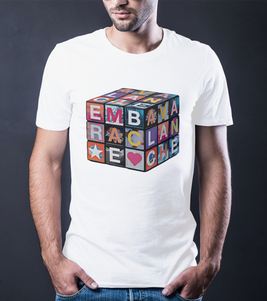 Avalanche Embrace Rubiks Cube Heart Star Colorful Letters T-Shirt