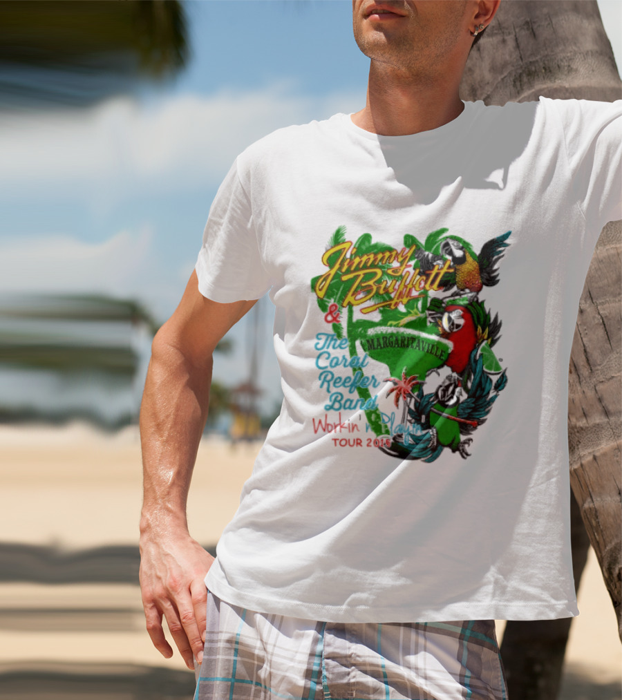 Jimmy Buffett Margaritaville Workin' And Playin' Tour 2015 Coral Reefer Band T-Shirt