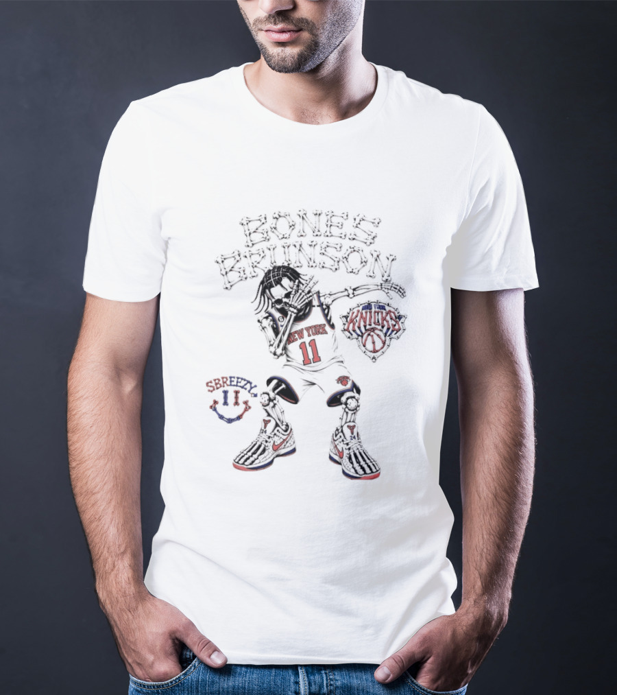 Bones Brunson Jalen Brunson 11 New York Knicks NBA Skeleton T-Shirt