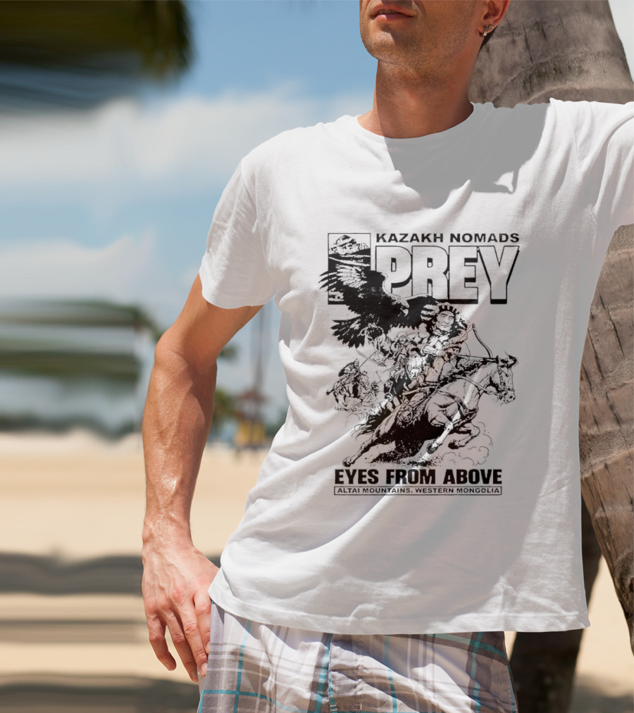 Kazakh Nomads Prey Altai Mountains Western Mongolia Eagle Rider T-Shirt