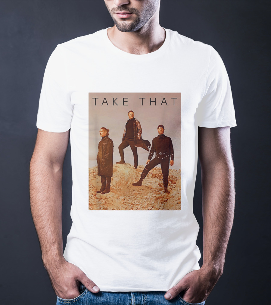 Take That Band Members Standing On Rocky Terrain T-Shirt