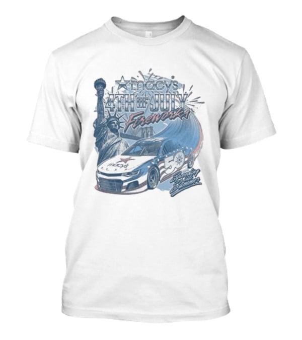 Macy's 4th Of July Fireworks 50 Statue Of Liberty And Race Car T-Shirt
