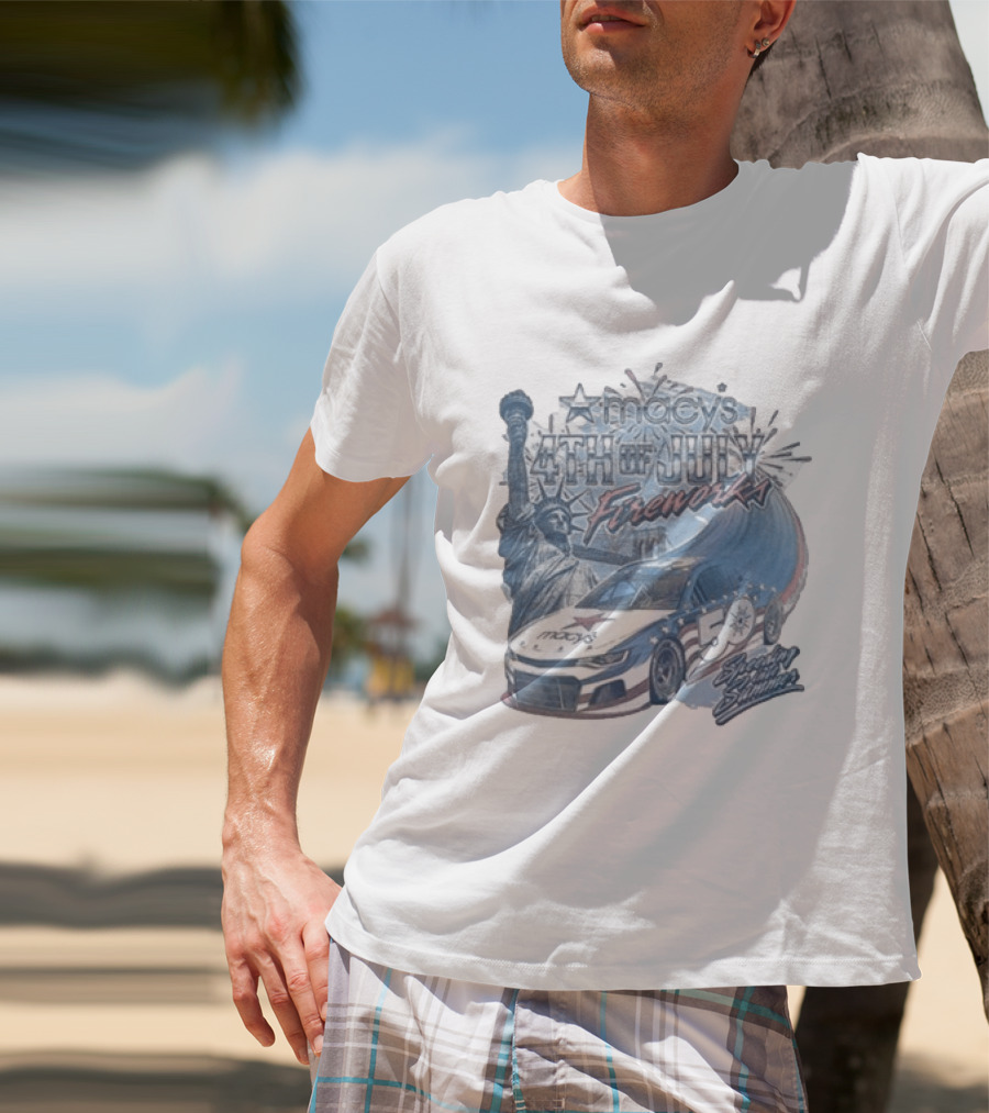 Macy's 4th Of July Fireworks 50 Statue Of Liberty And Race Car T-Shirt