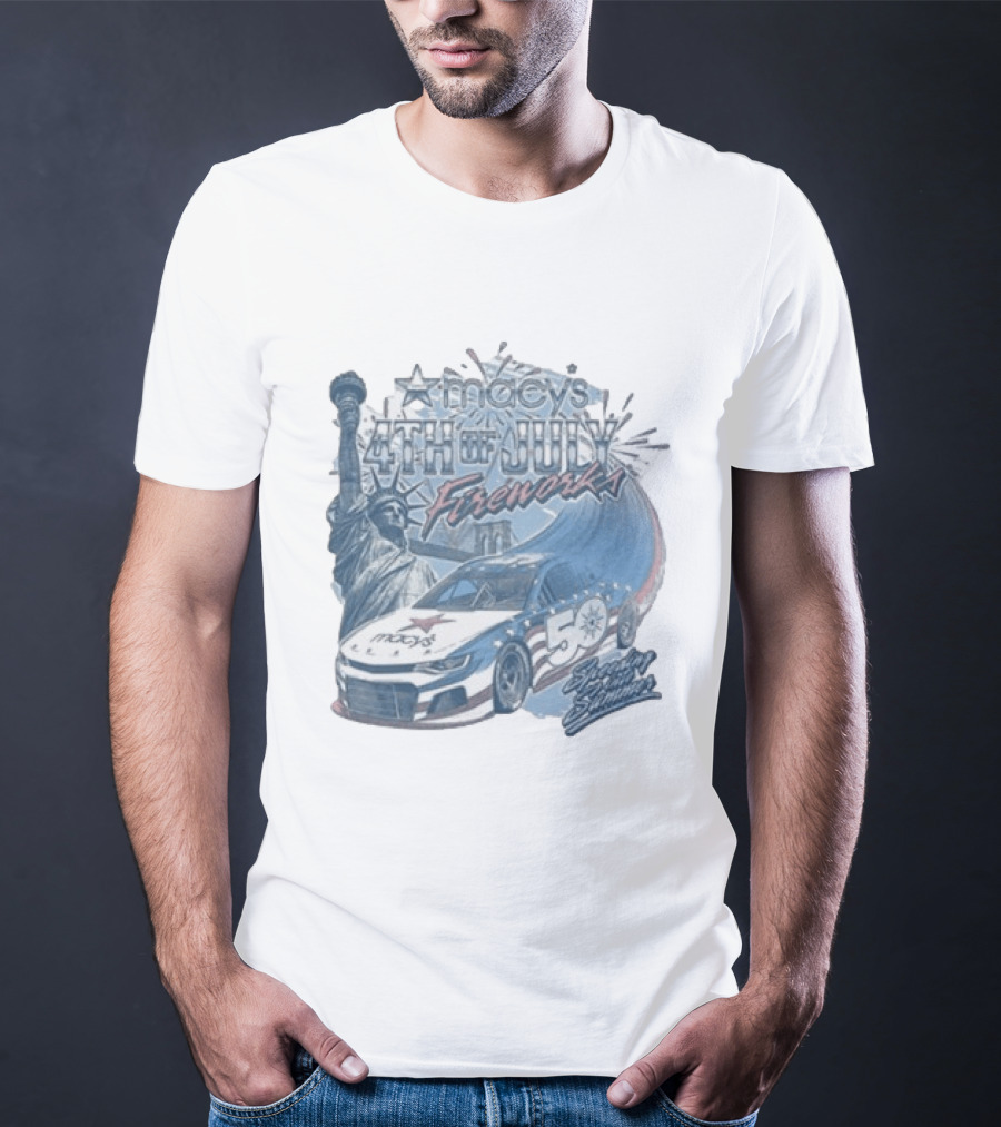 Macy's 4th Of July Fireworks 50 Statue Of Liberty And Race Car T-Shirt