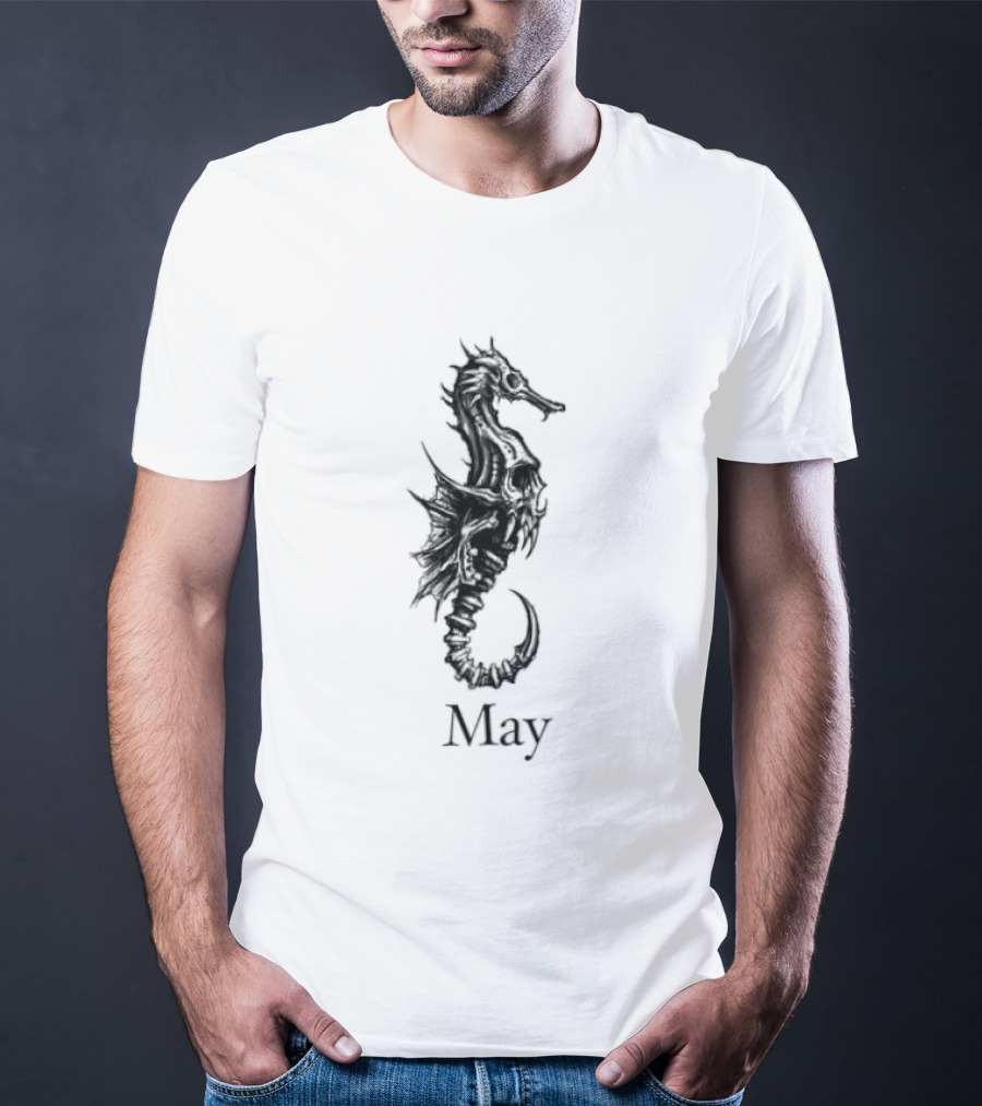 May Skull Seahorse Zodiac Gothic T-Shirt