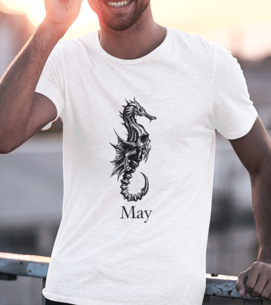 May Skull Seahorse Zodiac Gothic T-Shirt