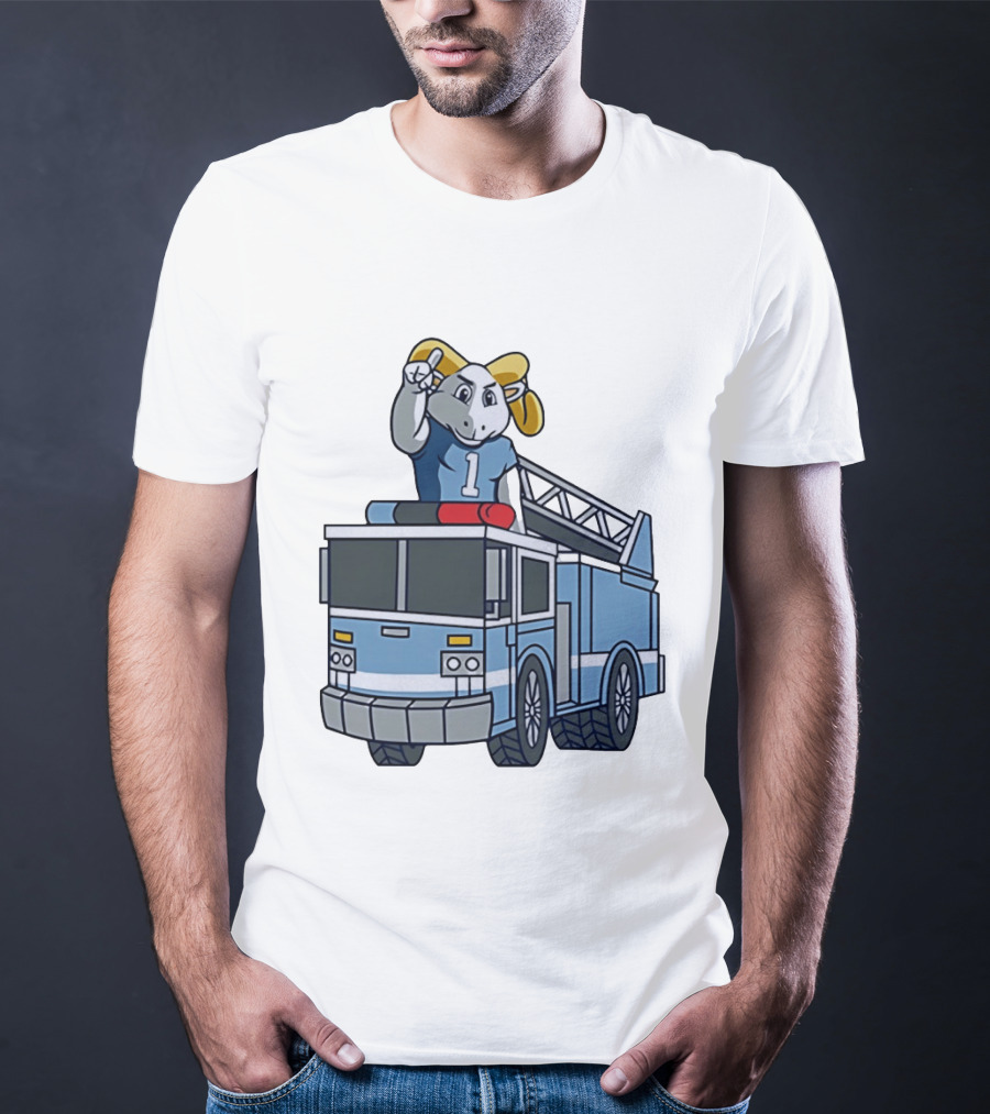 UNC Tar Heels Ram Mascot On Fire Truck Sports Team Merchandise T-Shirt