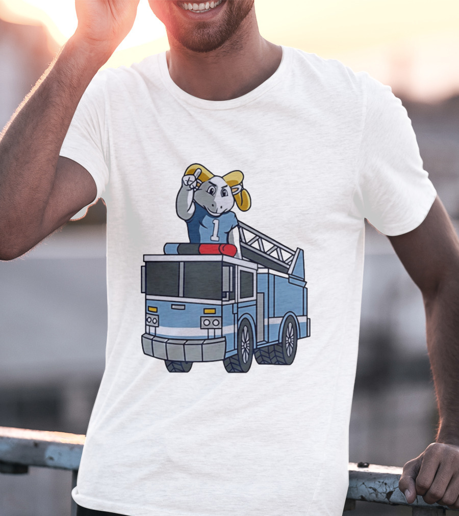 UNC Tar Heels Ram Mascot On Fire Truck Sports Team Merchandise T-Shirt
