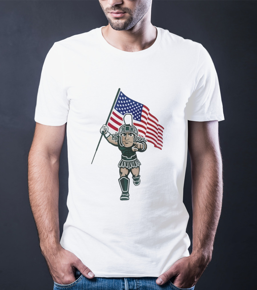 Michigan State Spartans USA Flag T-Shirt
