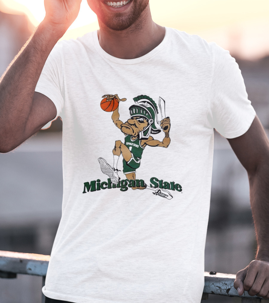 Michigan State Spartans Gruff Sparty Dunking Basketball T-Shirt