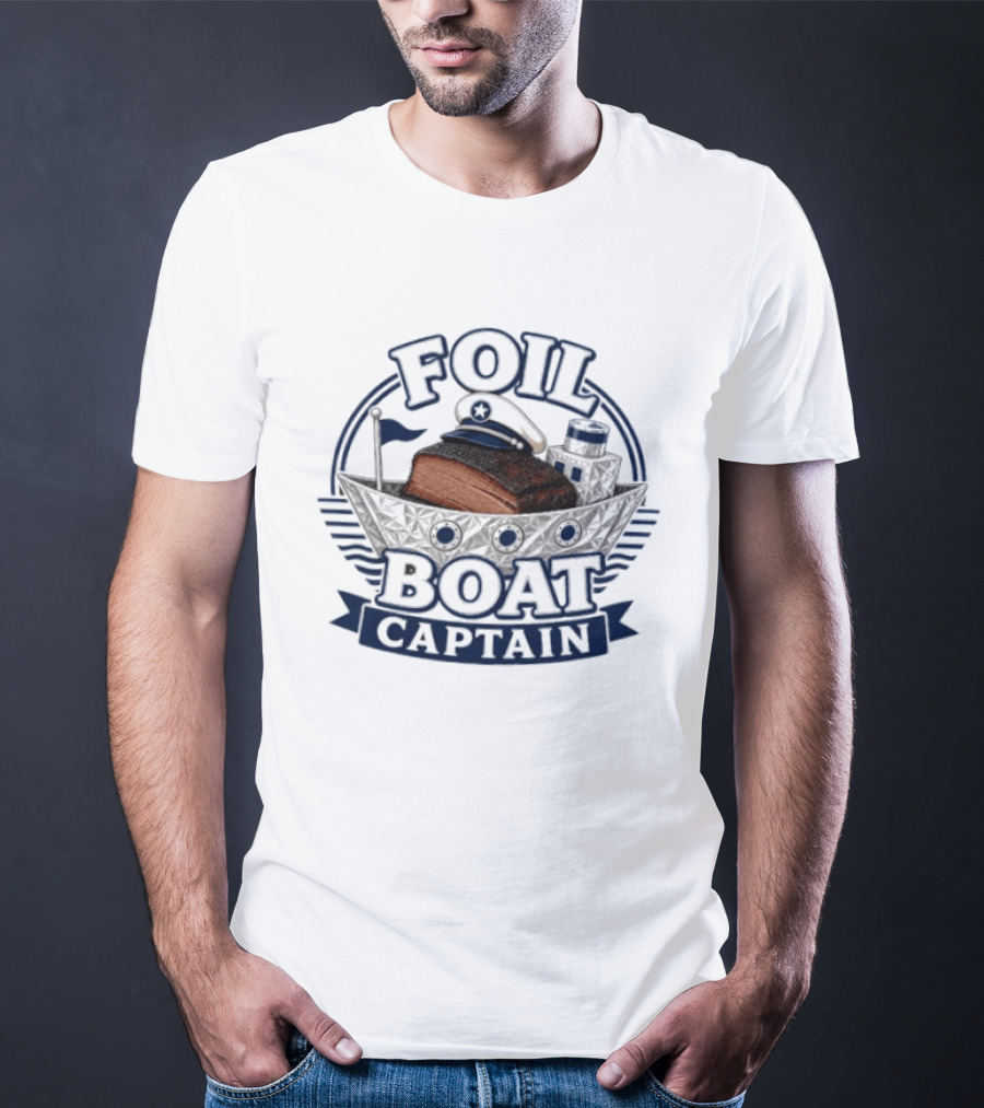Foil Boat Captain Barbecue Smoker BBQ Brisket T-Shirt