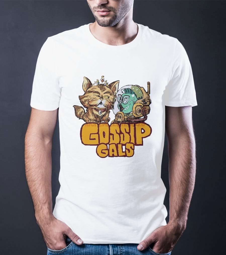 Gossip Gals Royal Cat With Crown And Fish In Astronaut Helmet T-Shirt