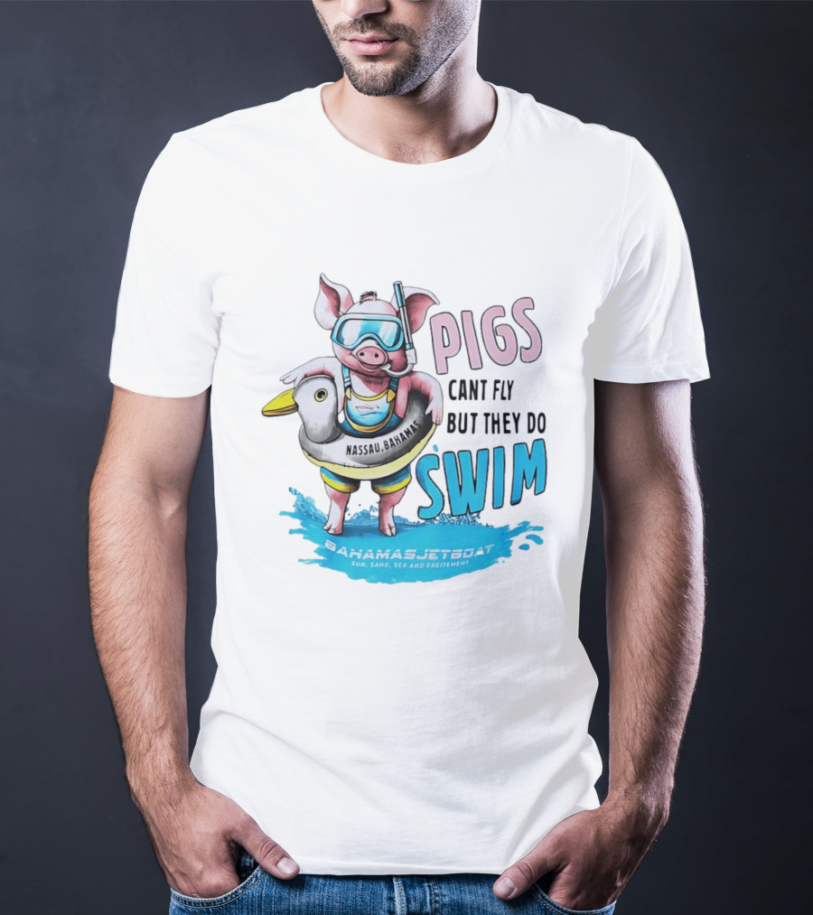 Pigs Fly Nassau Scuba Sand Sea Swim T-Shirt