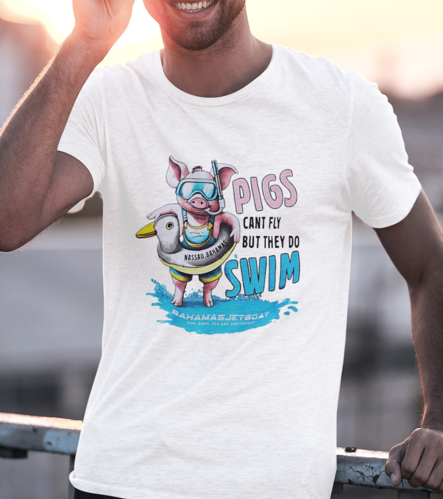 Pigs Fly Nassau Scuba Sand Sea Swim T-Shirt