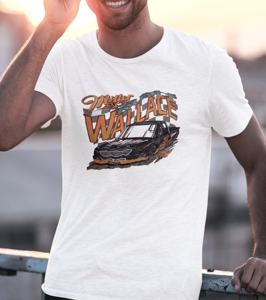 Rusty Wallace Miller F 150 22 NASCAR Racing Race Car Checkered Flag T-Shirt