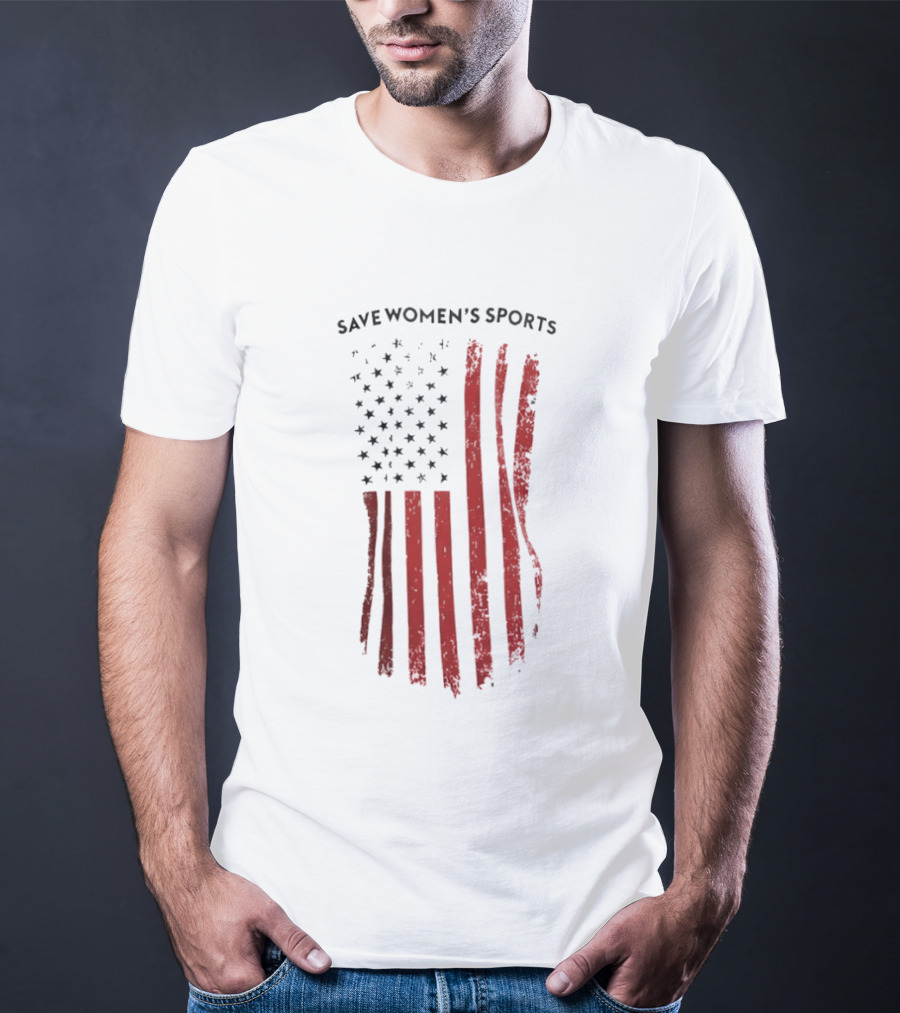 Save Women's Sports Red American Flag Stripes T-Shirt