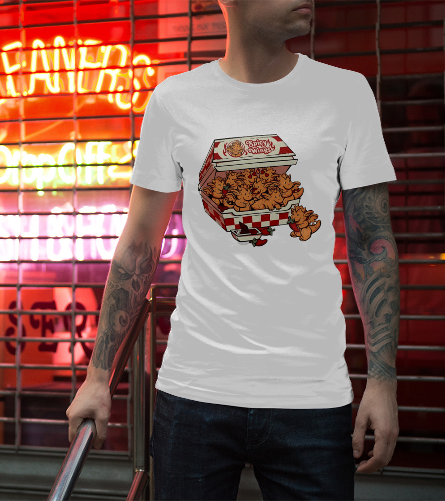 Spicy Wings Box Full Of Cute Dragons With Peppers And Hearts T-Shirt