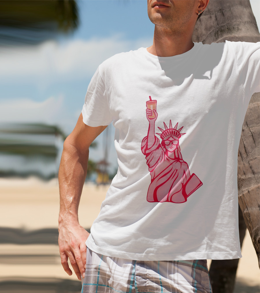 Statue Of Liberty Sunglasses Iced Drink T-Shirt