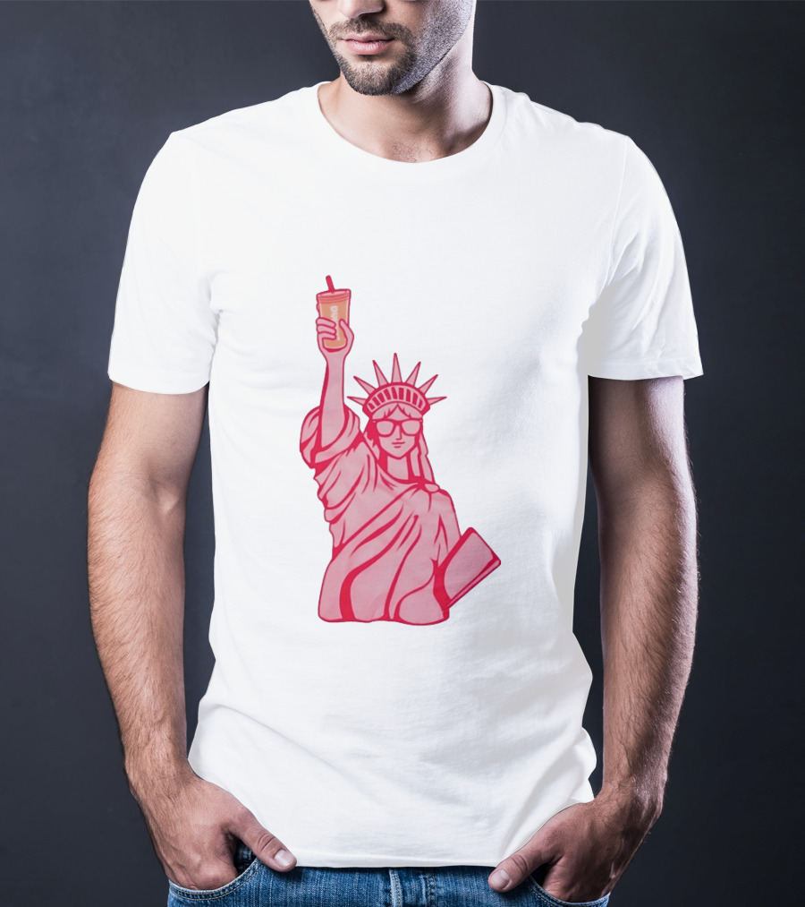 Statue Of Liberty Sunglasses Iced Drink T-Shirt