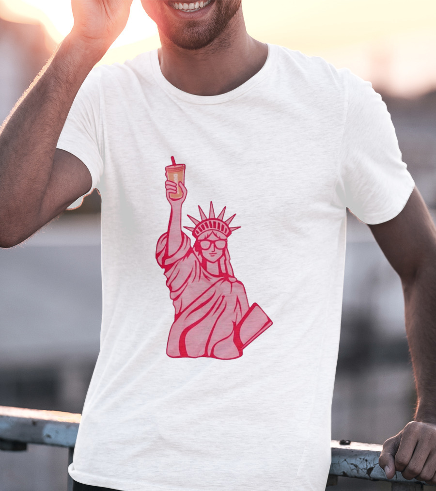 Statue Of Liberty Sunglasses Iced Drink T-Shirt