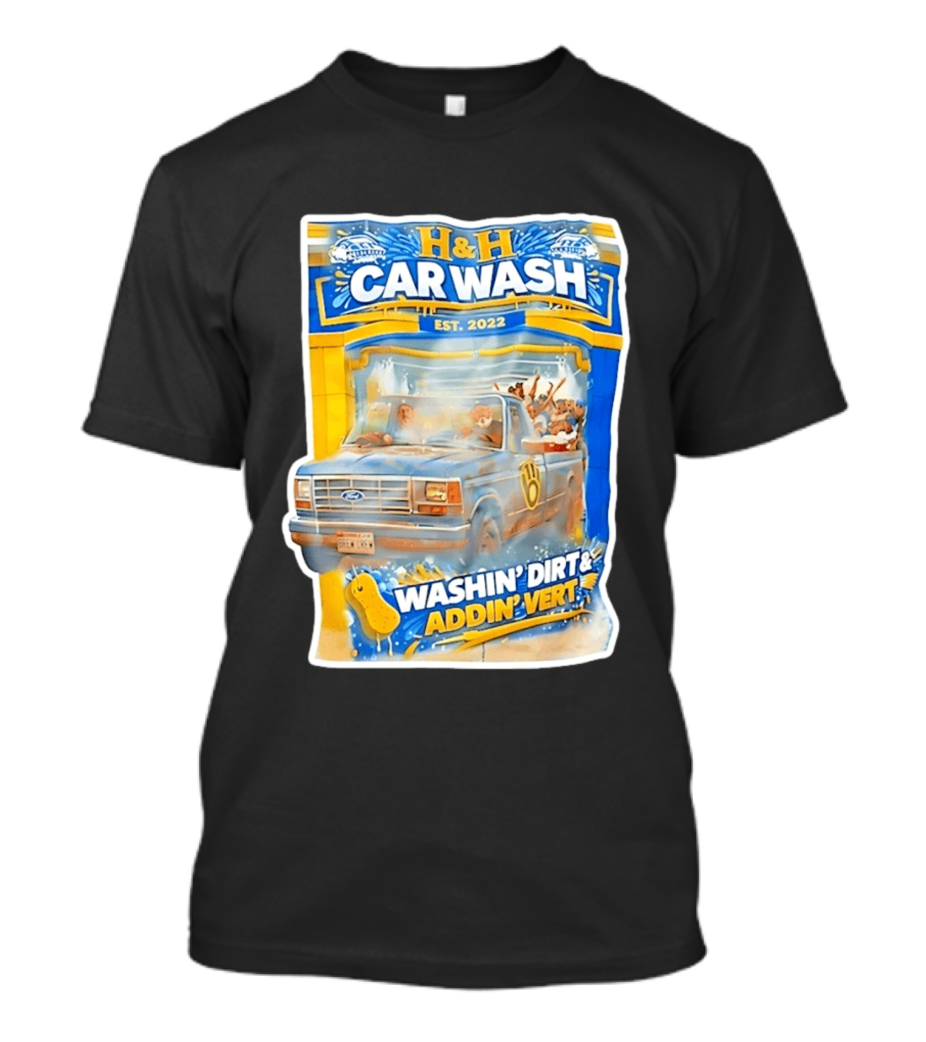 H And H Car Wash Washin' Dirt And Addin' Vert Milwaukee Brewers Est. 2022 T-Shirt