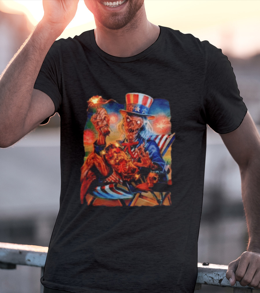 Crypt Keeper Uncle Sam 4th Of July Firework Spectacle T-Shirt