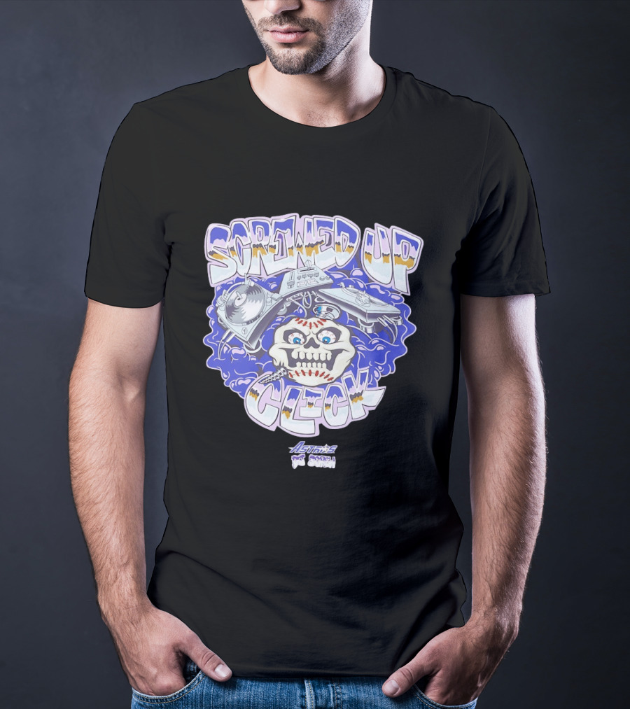 Screwed Up Click Skull DJ Houston Astros Mashup Visual T-Shirt