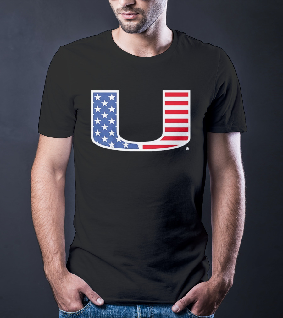 Miami Hurricanes USA Flag Stars Stripes Iconic Team T-Shirt