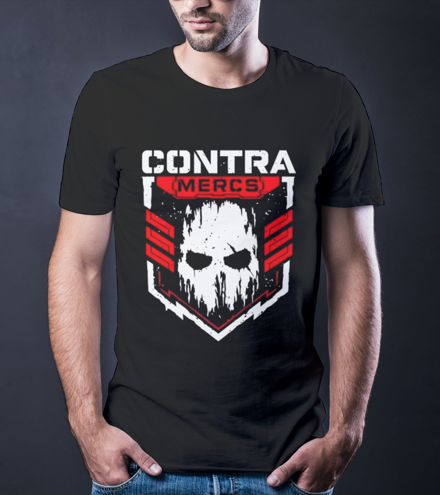MLW Contra Mercs Skull Emblem Red Stripes T-Shirt
