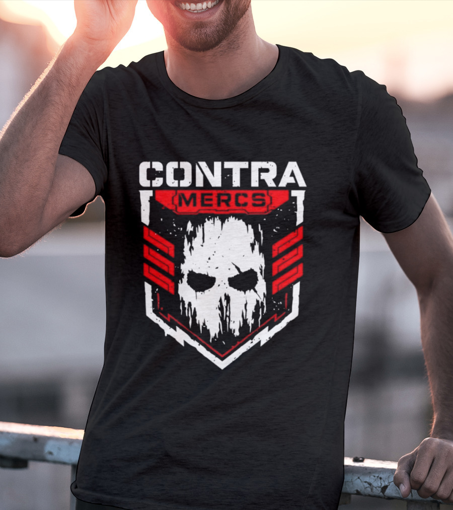 MLW Contra Mercs Skull Emblem Red Stripes T-Shirt