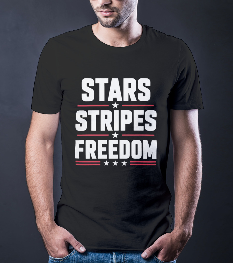 Stars Stripes Freedom Patriotic American Independence Day Fourth Of July T-Shirt
