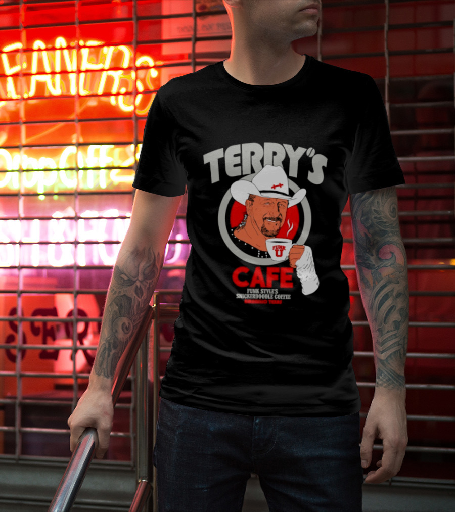 Terry's Cafe Terry Funk Funk U Coffee Cowboy Bandage T-Shirt