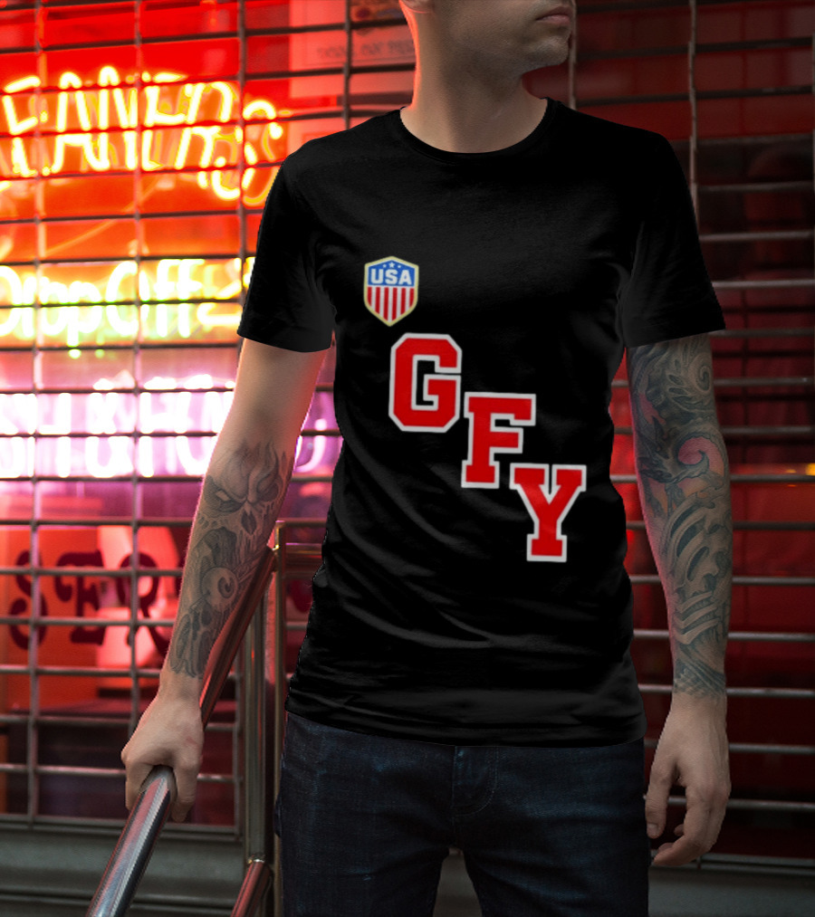 GFY USA Team Red Lettering And Shield T-Shirt