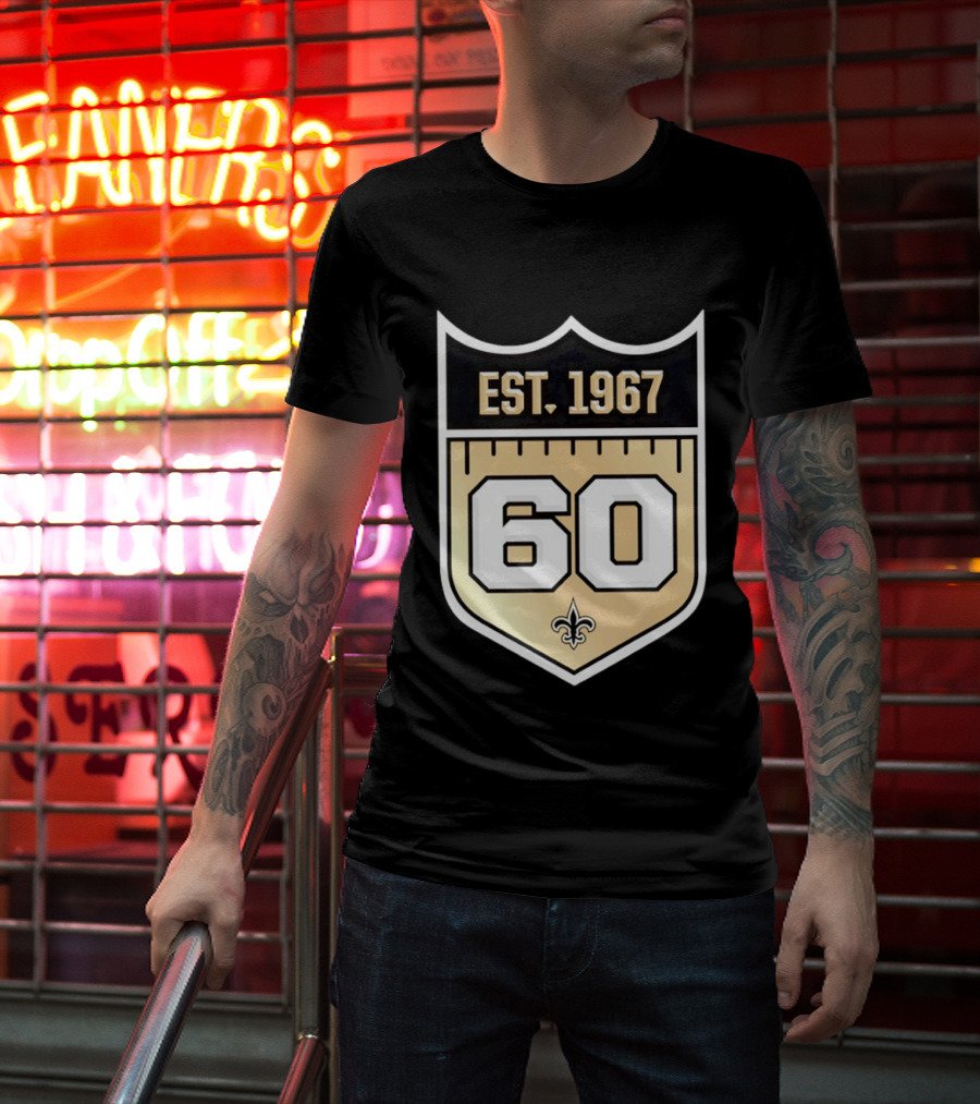 New Orleans Saints 60th Anniversary Est 1967 Fleur De Lis NFL Celebration T-Shirt