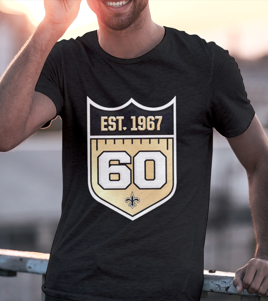 New Orleans Saints 60th Anniversary Est 1967 Fleur De Lis NFL Celebration T-Shirt