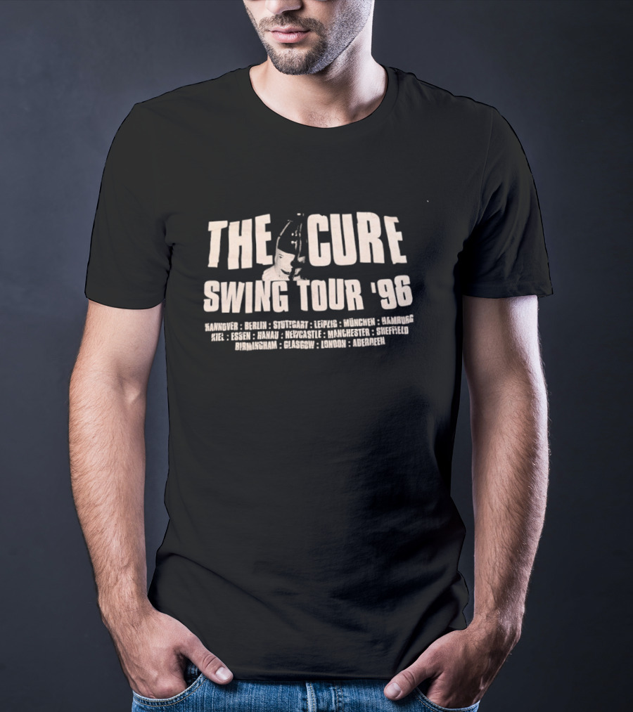 The Cure Swing Tour '96 European Cities Robert Smith Alternative Rock T-Shirt