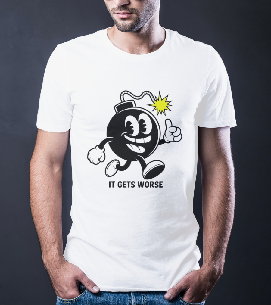 Bomb Walking Thumbs Up It Gets Worse Retro Cartoon T-Shirt