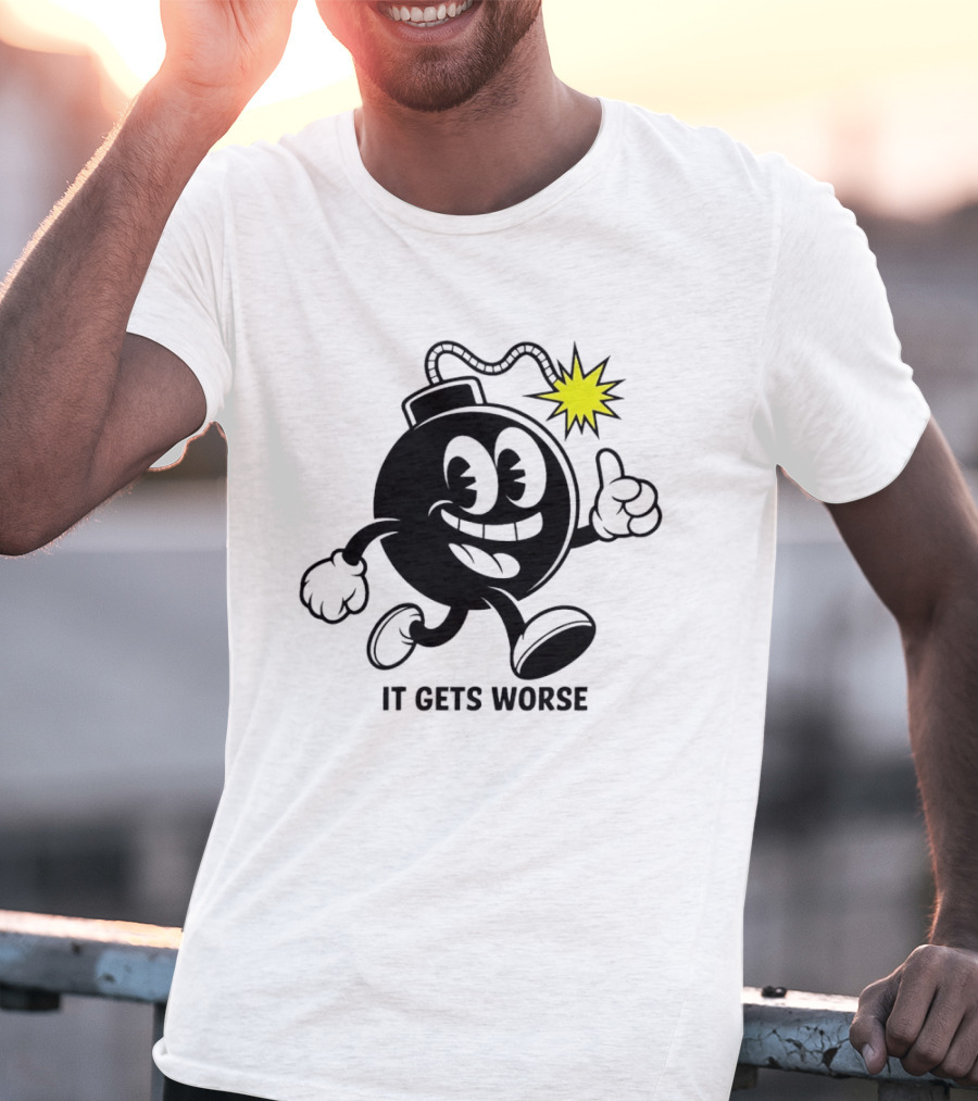 Bomb Walking Thumbs Up It Gets Worse Retro Cartoon T-Shirt