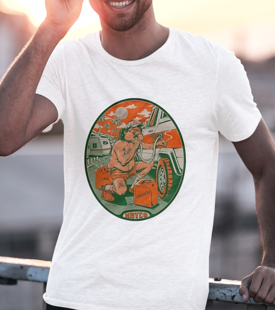 The Red Clay Strays X Soundwaves Creative Hollywood Florida 2026 Ellipse Shape HBYCO Unleaded Palm Trees Moon Retro Camper Scene T-Shirt