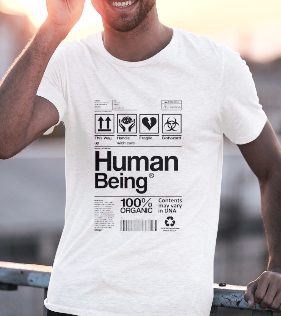 Human Being 100% Organic Contents May Vary Symbolic T-Shirt