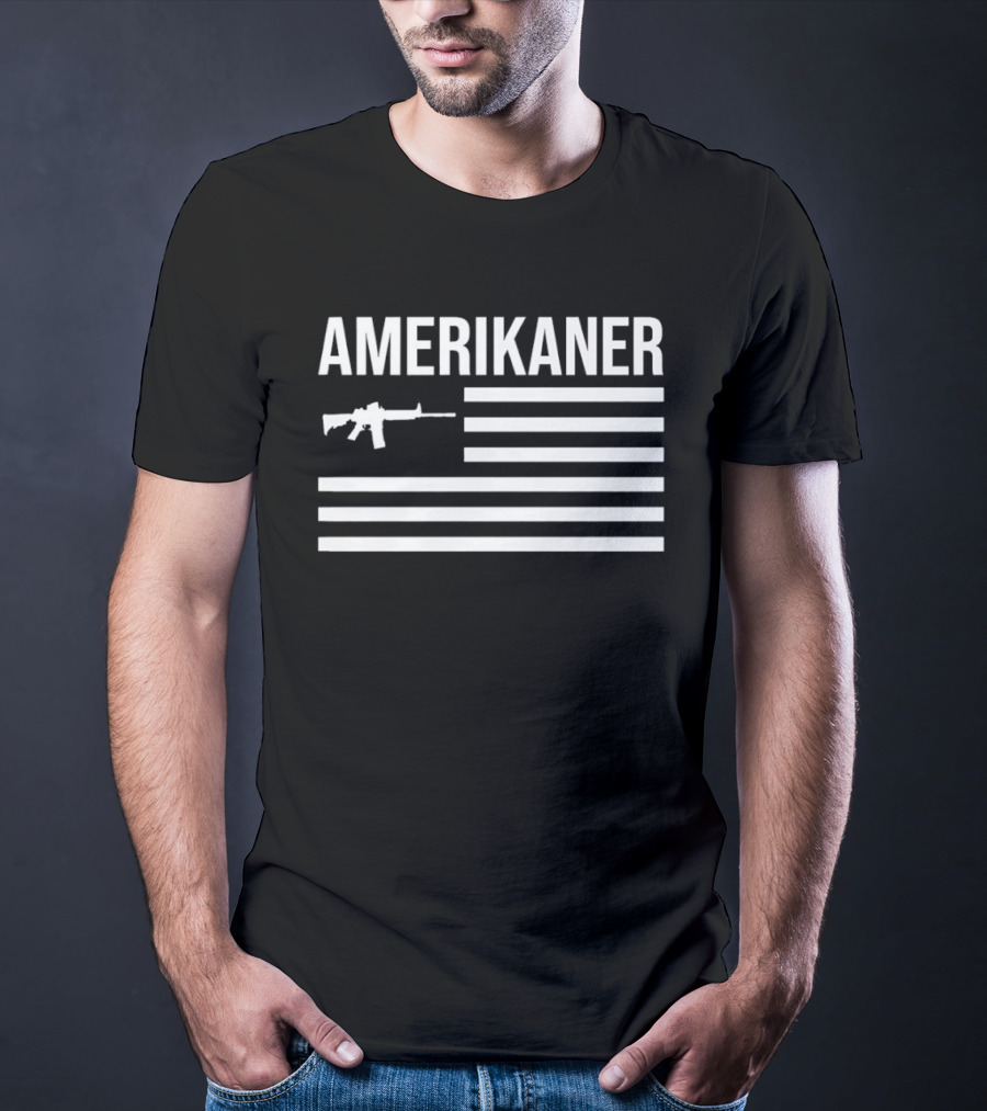 AMERIKANER Gun USA Flag Rifle T-Shirt