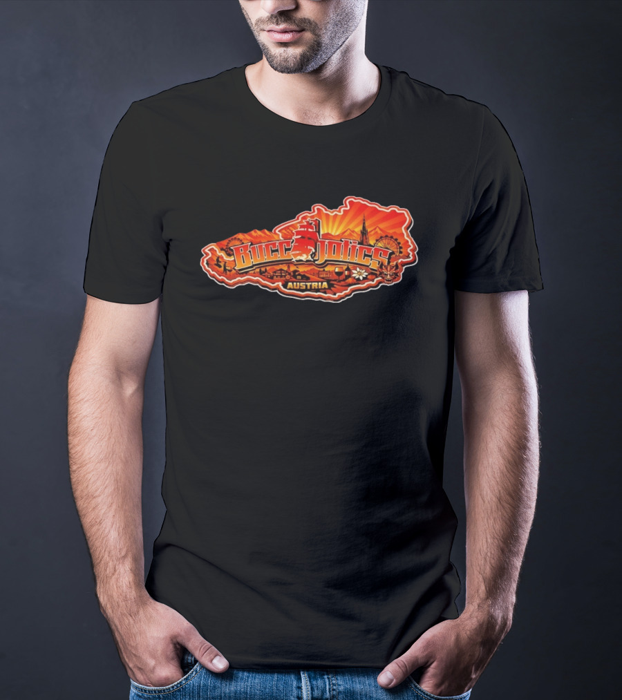 Buccaholics Austria Map With Mountains And Ferris Wheel T-Shirt