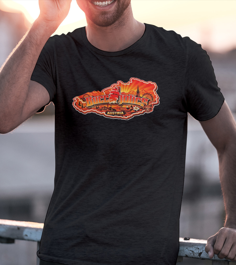 Buccaholics Austria Map With Mountains And Ferris Wheel T-Shirt
