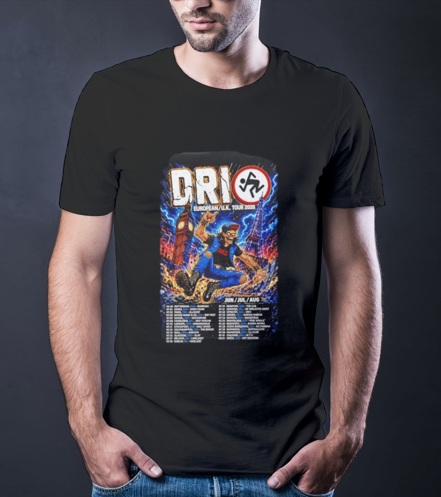 DRI European UK Tour 2026 Dirty Rotten Imbeciles Iconic Punk Artwork London Paris Venues Dates T-Shirt