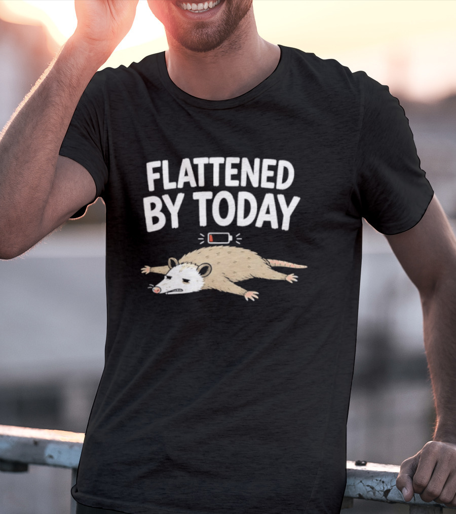Flattened By Today Opossum Low Battery Humor T-Shirt