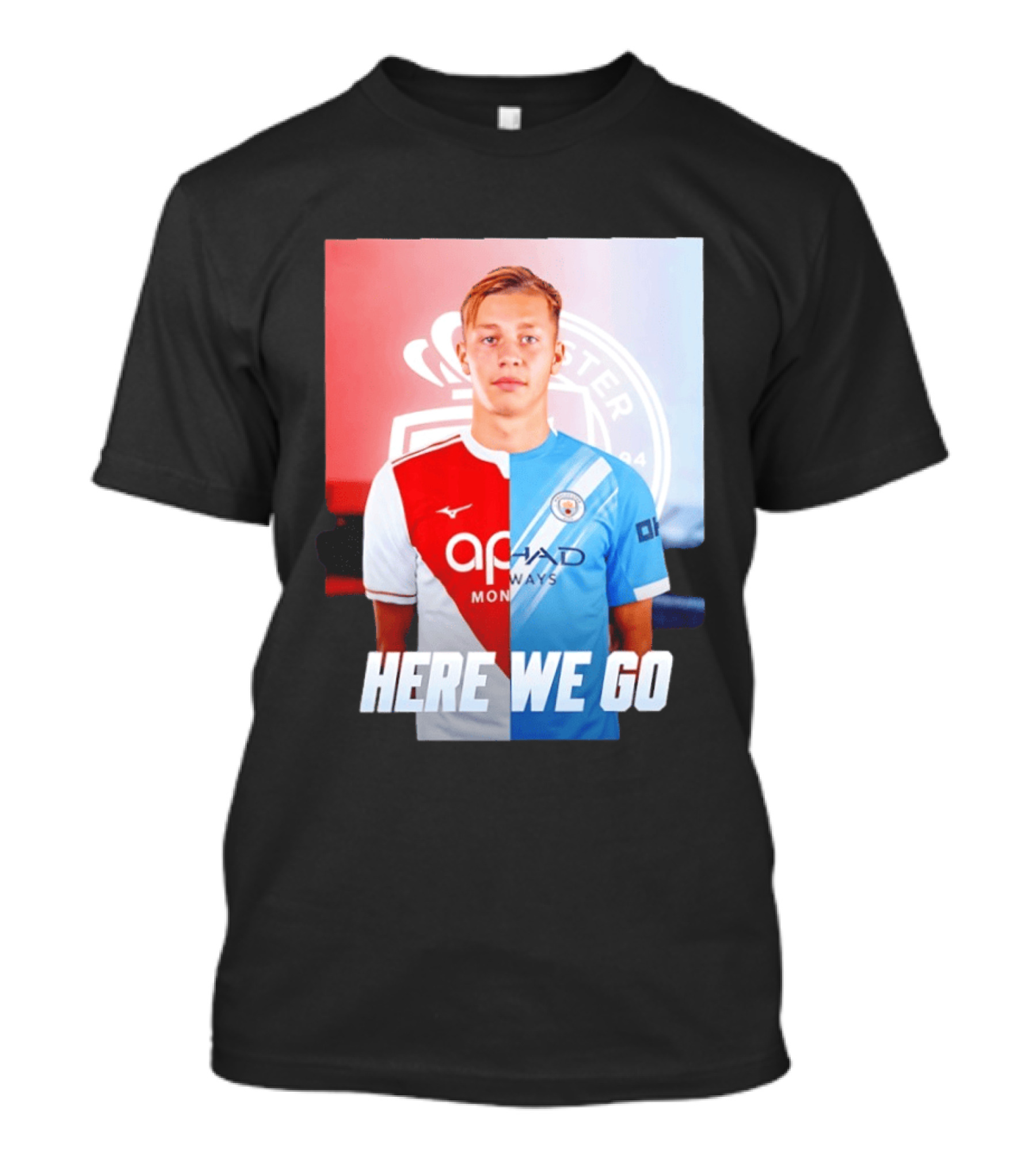 Mathys Detourbet Manchester City AS Monaco Transfer Here We Go T-Shirt