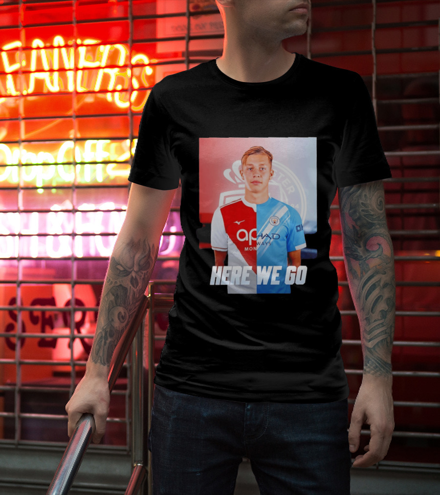 Mathys Detourbet Manchester City AS Monaco Transfer Here We Go T-Shirt