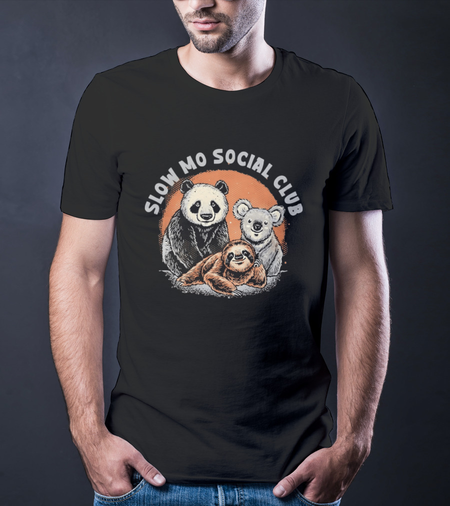 Panda Koala Sloth Slow Mo Social Club Fun Animal Trio T-Shirt